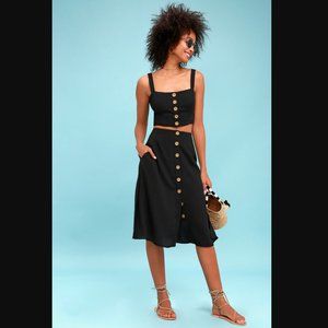 Lulu's Sweet as Ever Black Two-Piece Midi Dress
